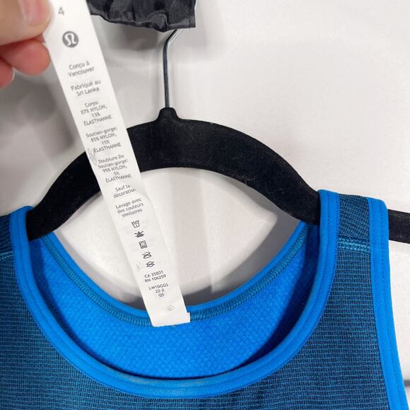 Lululemon Womens 4 Blue Seamless Mesh Shelf Bra Training Tank Cropped Racerback - Picture 9 of 9